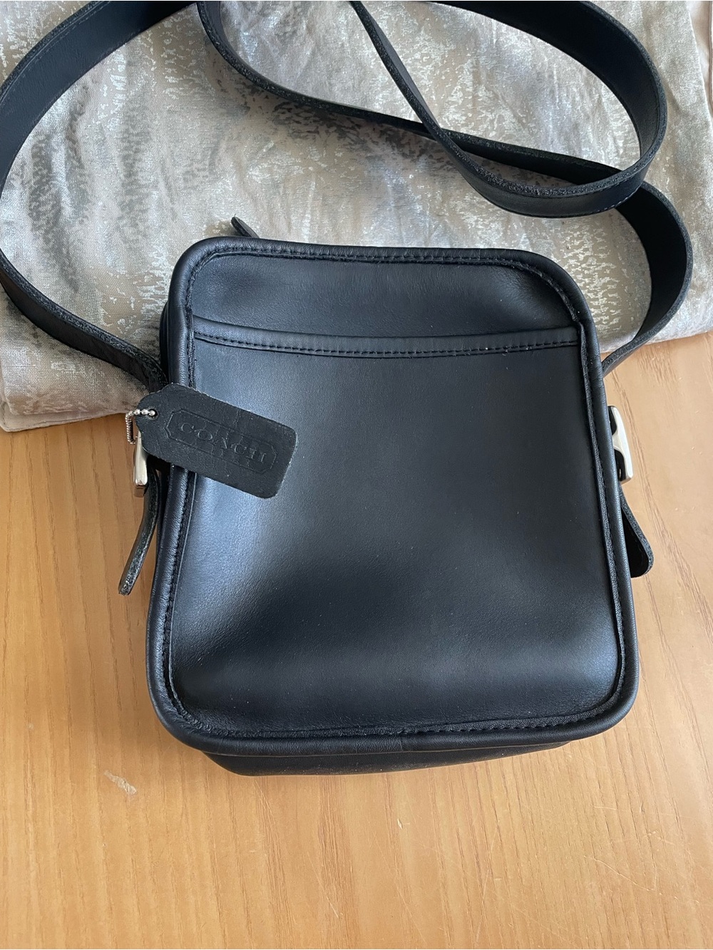 Vintage Coach  Black Leather  Crossbody Bag